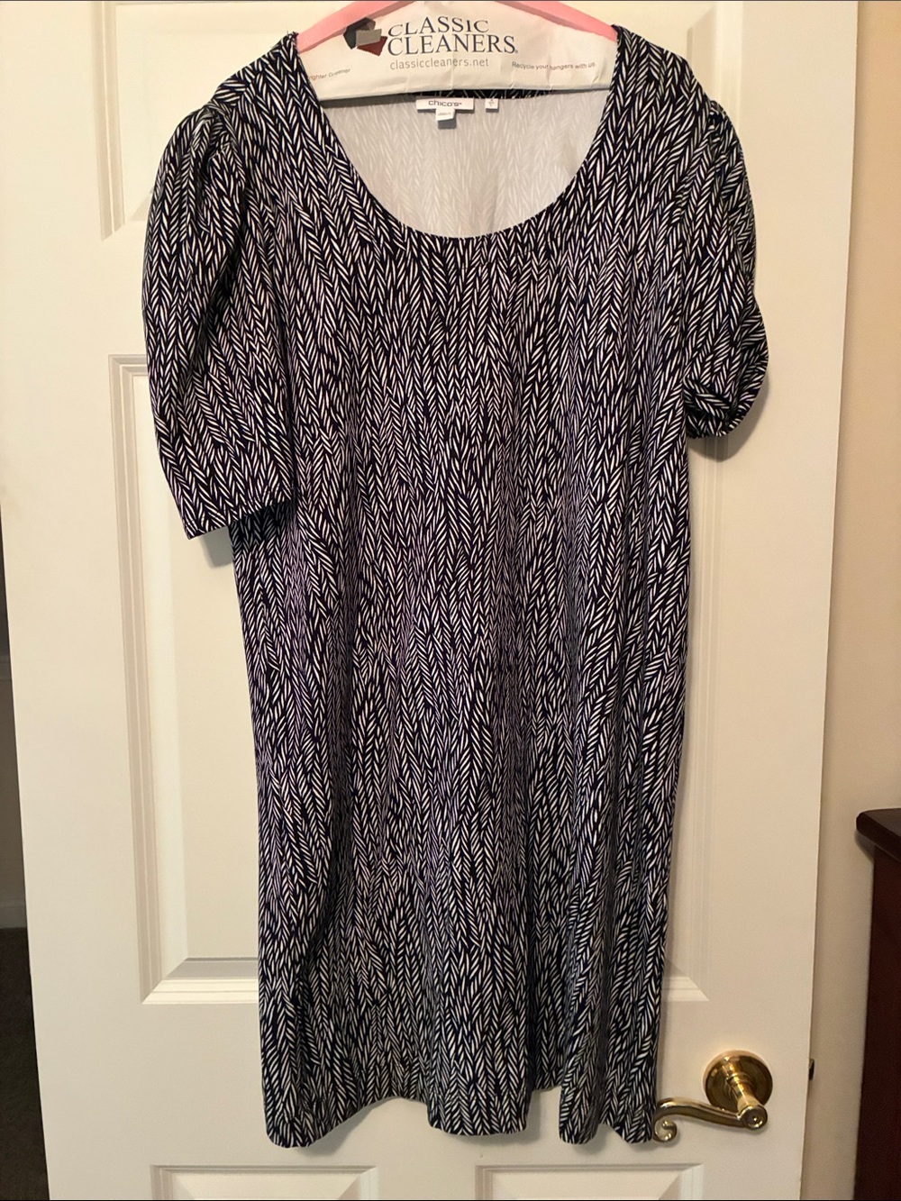 Black & White Printed Scoop Neck Dress
